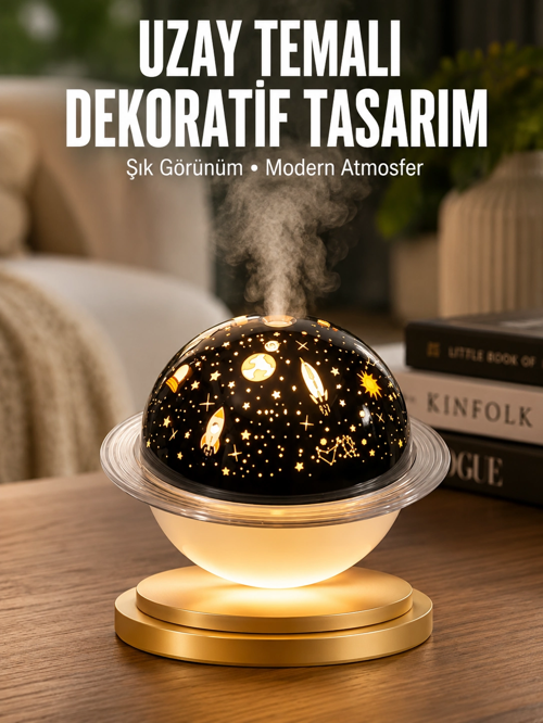 zeyta12 Aromaterapi Hava Nemlendirici Gece Lambası Uzay Model Satürn Oda Kokusu zeytan45