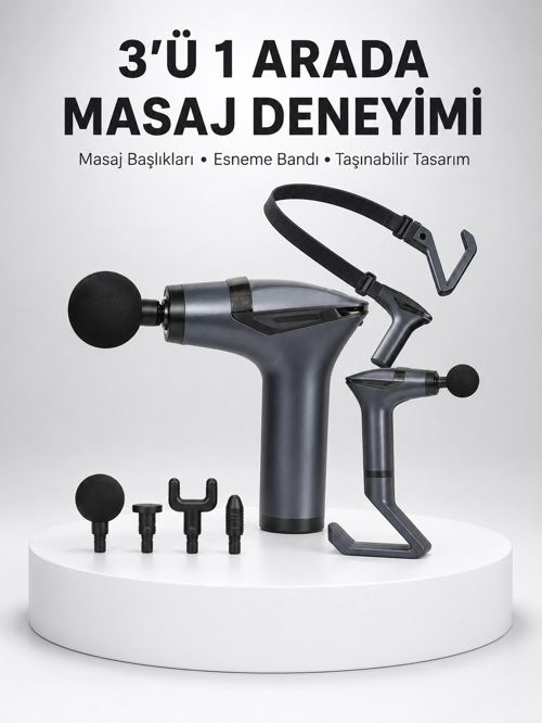 zentya4516 Mey İthalat® Titreşimli Şarjlı Masaj Aleti 3in1 Fonksiyonel Çok Amaçlı Model Yeni