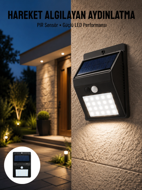 zeyta12 Bahçe Aydınlatması Güneş Enerjili Led Işık Lamba Sensörlü Dekoratif Yeni Nesil zeyt