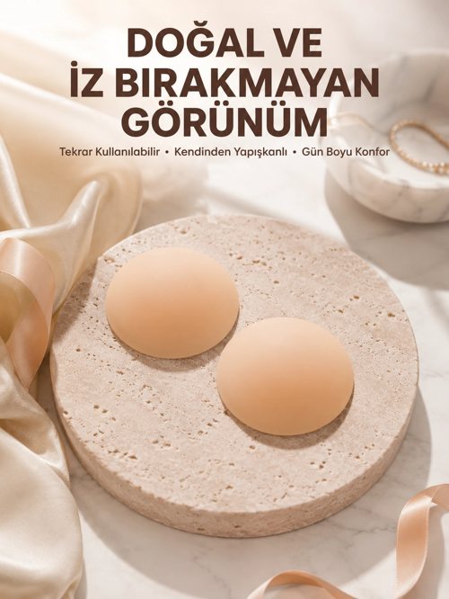 zentya4516 Mey İthalat® Silikon Göğüs Ucu Kapatıcı Kendinden Yapışkanlı Tekrar Kullanılab