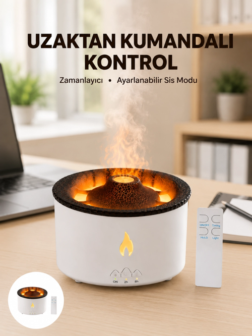 zeyta12 Alev Efektli Buhar Makinesi – Aromaterapi, Nemlendirme Ve Işık Modlu Tasarım Yeni Nesil