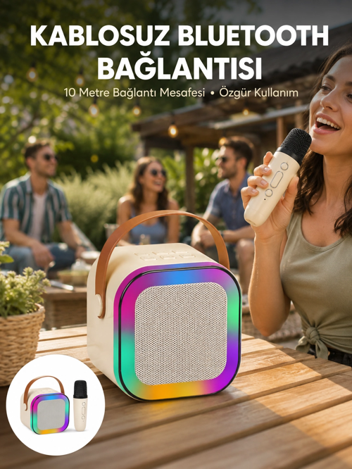 zentya4516 Mey İthalat® Karaoke Mikrofon Hoparlör Seti 6 Saat Kullanım Süresi Yeni Nesil zd4526