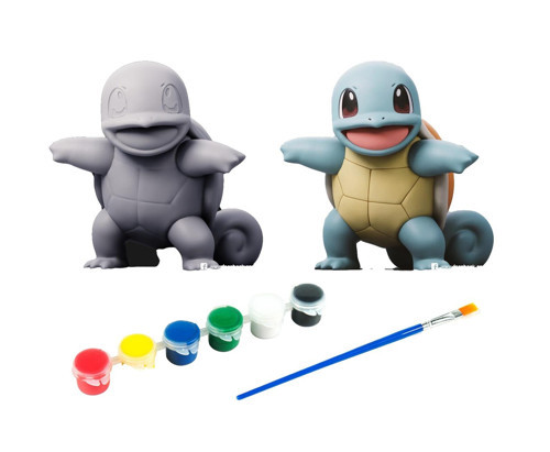 Squirtle Pokemon Kendi Biblonu Kendin Boya Seti - 3 Boyutlu Sevimli Biblolar + 5 Akrilik Boya + Fırça
