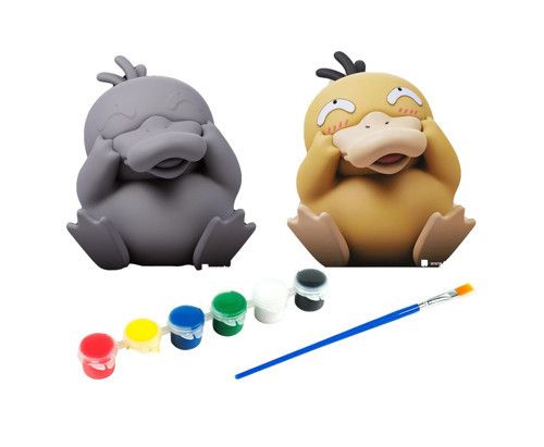 Psyduck Pokemon Kendi Biblonu Kendin Boya Seti - 3 Boyutlu Sevimli Biblolar + 5 Akrilik Boya ve Fırça Seti