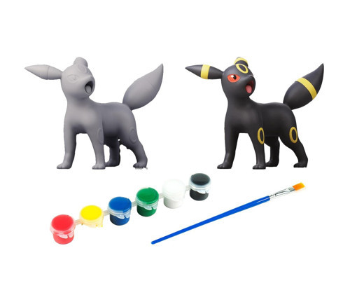 Umbreon Pokemon Kendi Biblonu Kendin Boya Seti - 3 Boyutlu Sevimli Biblolar + 5 Akrilik Boya ve Fırça Seti