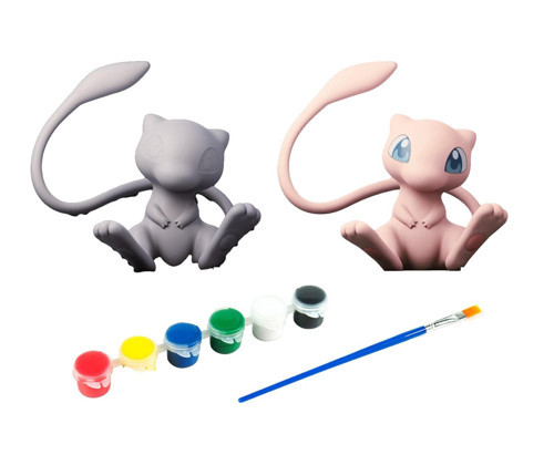 Mew Pokemon Kendi Biblonu Kendin Boya Seti - 3 Boyutlu Sevimli Biblolar + 5 Akrilik Boya ve Fırça