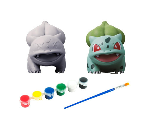 Bulbasaur Pokemon Kendi Biblonu Kendin Boya Seti - 3 Boyutlu Sevimli Biblolar + 5 Akrilik Boya ve Fırça Seti