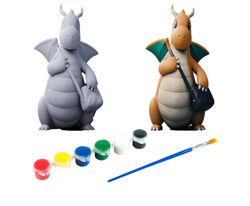 Dragonite Pokemon Kendi Biblonu Kendin Boya Seti - 3 Boyutlu Sevimli Biblolar + 5 Akrilik Boya ve Fırça Seti