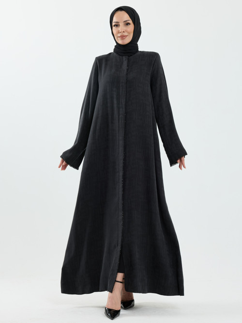 Rüveyda Cupra Taşlı Abaya Siyah - 2646