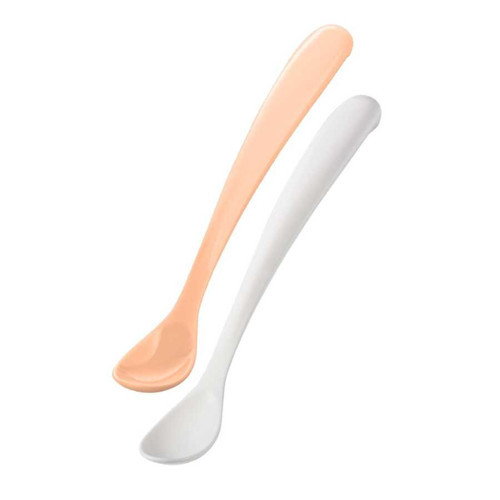 Ergonomik Beslenme Kaşık Seti Powder Blush & Beyaz, 6 Ay+ İkili - Saklama Kabı Hediyeli