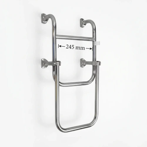 Katlanabilir Paslanmaz Tekne Merdiveni (2+1 Basamaklı) En: 24.5 cm Boy: 65 cm