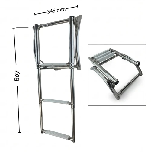 Teleskopik Paslanmaz Bot Merdiveni (3 Basamaklı) En: 34.5 cm Boy: 88 cm