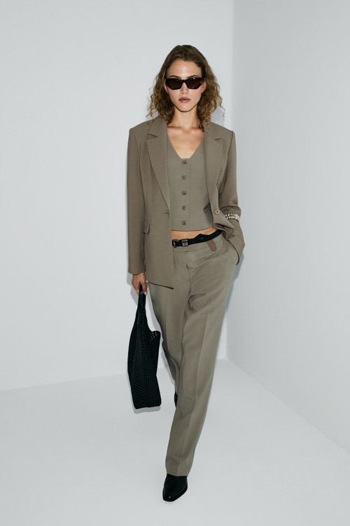 Sara Orta Bel Wideleg Pantolon Vizon