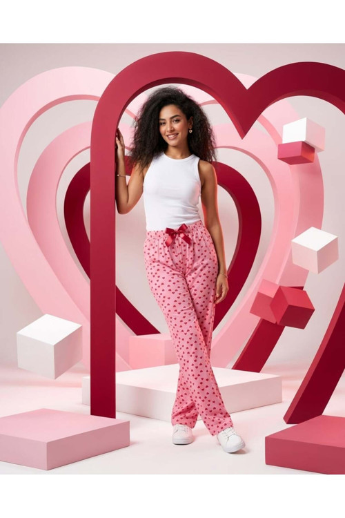 Kadın Viskon Pamuklu Pijama Altı Soft Örme Mevsimlik Ev Pantolonu