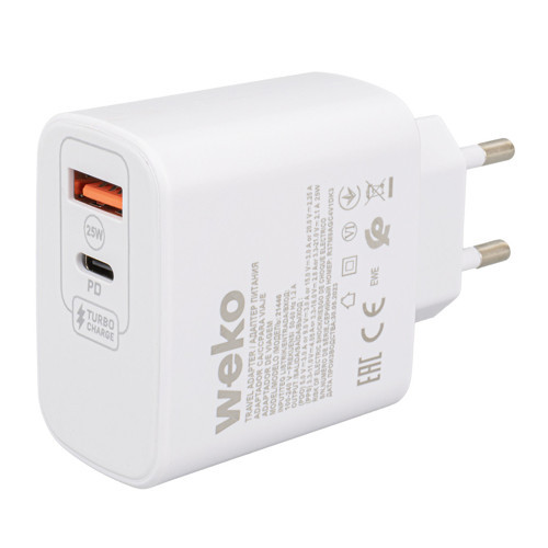 WK-21446 S11-UC 25 Watt 3.0 Amper Type-C + USB Telefon Şarj Başlık Adaptörü
