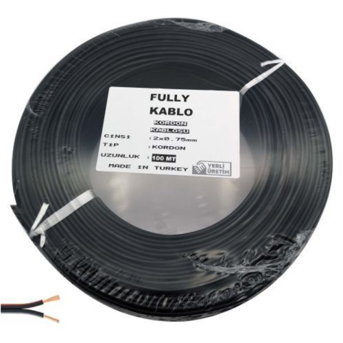 2x0.75mm Hoparlör Kablosu Siyah Renk 100mt