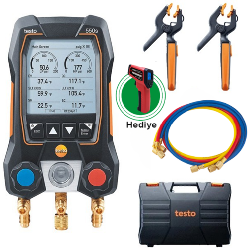 550S Dijital Manifold ve Hortum Seti 4000 Psi | 1/4 Bağlantı | R22