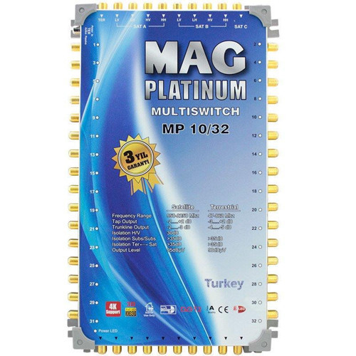 Platinum MP 10/32 Multiswitch - 10 Giriş 32 Çıkışlı Merkezi Uydu Santrali Hybrid 4K ve 3D Destekli