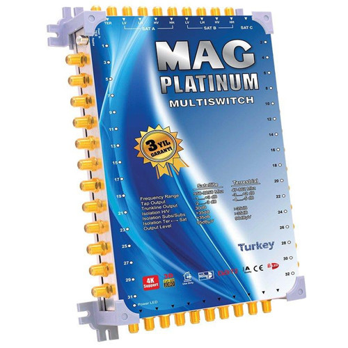 Platinum MP 10/64 Multiswitch - 10 Giriş 64 Çıkışlı Merkezi Uydu Santrali Hybrid 4K ve 3D Destekli
