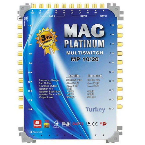Platinum MP 10/20 Multiswitch - 10 Giriş 20 Çıkışlı Merkezi Uydu Santrali Hybrid 4K ve 3D Destekli