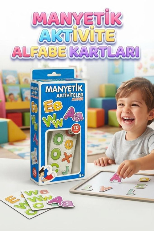 Manyetik Alfabe Seti – 70 Parça Eğitici Harfler ve Okul Öncesi Dil Gelişimi Destekleyen Oyun