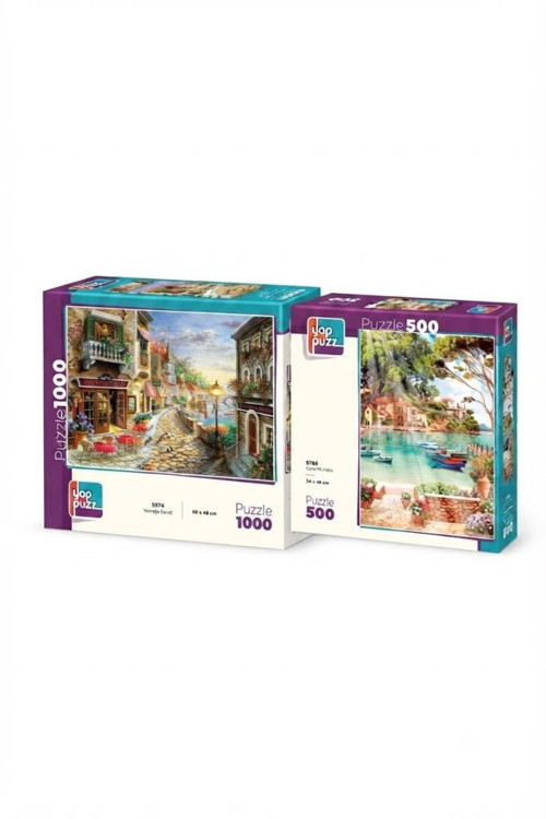 Yemeğe Davet ve Güne Merhaba İkili Set - 1000 + 500 Parça İkili Puzzle Seti