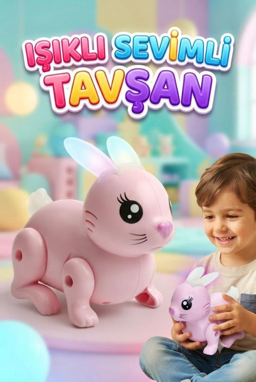 Işıklı ve Hareketli Sevimli Tavşan – Eğlence Dolu Oyun Arkadaşı Eğitici İnteraktif Hareketli Oyuncak