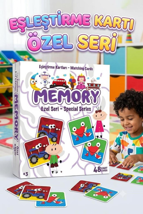 Memory Özel Seri 48 Parça Eğitici Eşleştirme Kartları Çocuk Zeka ve Hafıza Geliştirici Oyun