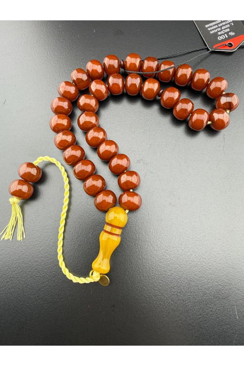 Usta H. AYHAN imzalı Özel Yapım Faturan Sıkma Kehribar Tesbih (10,5-12,5 mm)
