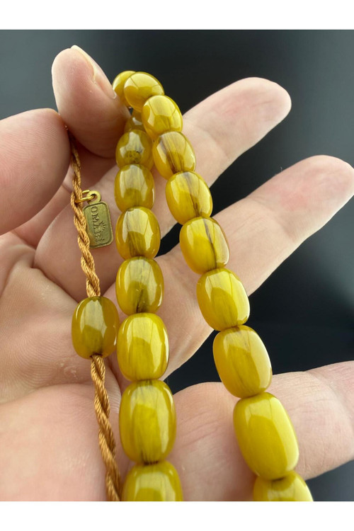 Usta OMARİ imzalı Özel Yapım Faturan Sıkma Kehribar Tesbih (8,5-10 mm)