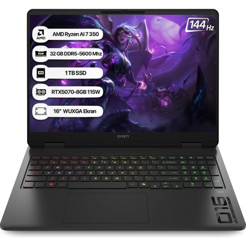 HP Omen C52R1EA Amd Ryzen Aı 7 350 32GB 1tb SSD RTX5070-8GB Freedos 16" Wuxga 144Hz Taşınabilir Bilgisayar