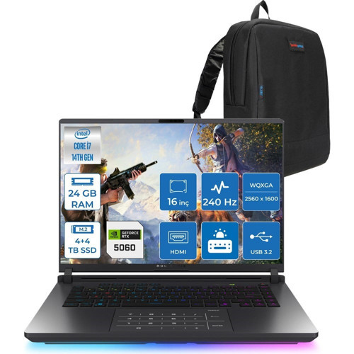 Asus Rog Strix G16 G615JMR-S5049 Intel® Core™ I7 14650HX 24GB 4tb Ssd+4tb SSD 8GB/RTX5060 Gddr7 115W 16 Inç 2,5k (2560 x 1600, Wqxga) 240Hz 3ms Freedos Gaming Laptop WS5049F08+ZETTAÇANTA