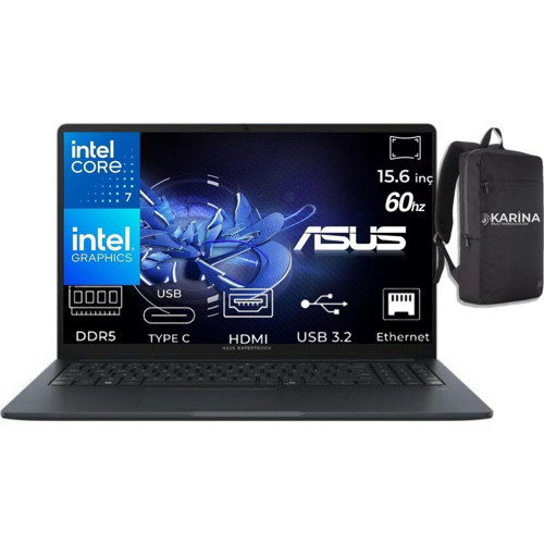Asus Expertbook B1 Core 7-150U B1503CVA-IS78020-K39 48GB 2tb Intel UHD W11PRO 15.6" 60Hz Notebook & Karina Çanta