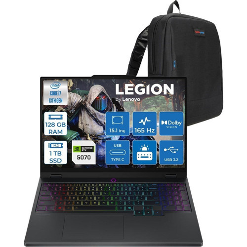 Lenovo Legion 5 15IRX10 Intel Core I7 13650HX 128GB Ddr5 1tb SSD RTX5070 8gb Gddr7 115W Freedos 15.1" Wqxga (2560X1600) OLED 1000NITS 165Hz Taşınabilir Bilgisayar W83LY00CJTRF50 + Zetta Çanta