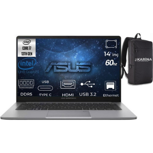Asus Expertbook P1 I7-13620H P1403CVA-I716512G1D-K41 16GB 4tb UHD Graphics W11PRO 14" Full Hd Notebook & Karina Çanta