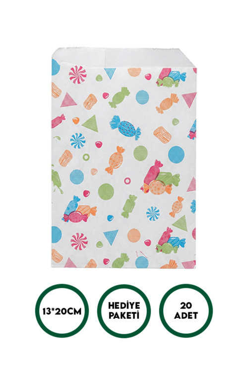 20 Adet 13*20cm Bayram Temalı Hediye Paketi | Harçlık, Şeker, Çikolata, Paket Kağıdı