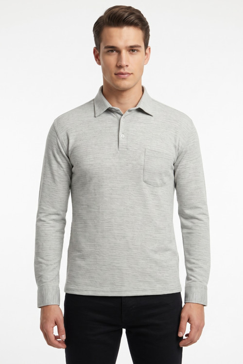 Erkek Gömlek Yaka Cepli Klasik Kalıp Sweatshirt 5304 BGL-ST05540