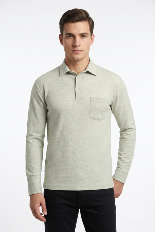 Erkek Gömlek Yaka Cepli Klasik Kalıp Sweatshirt 5304 BGL-ST05540