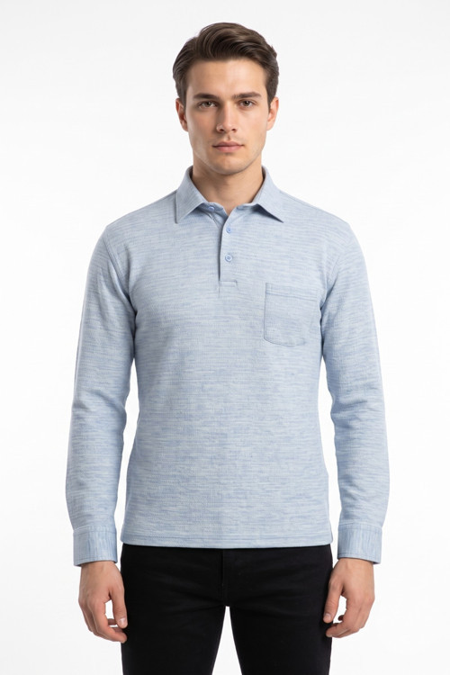 Erkek Gömlek Yaka Cepli Klasik Kalıp Sweatshirt 5304 BGL-ST05540