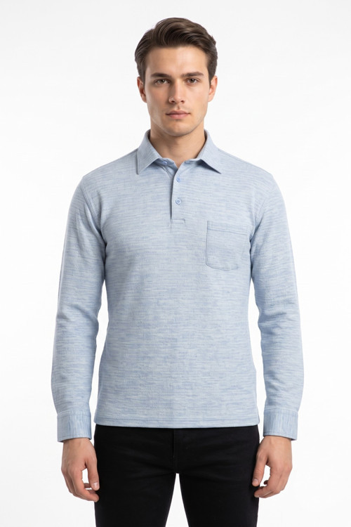 Erkek Gömlek Yaka Cepli Klasik Kalıp Sweatshirt 5304 BGL-ST05540