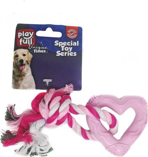 Plastik ve İpli Kalp Köpek Oyuncağı 18 Cm
