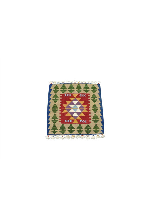 Yeni El Dokuma Kare Köşe Sandalye Minderi Pınarbaşı Kayseri Yün Kilim 7046