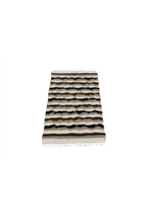 Yeni El Dokuma Naturel Ender Tiftik Yün Siirt Battaniyesi Kilim 7068