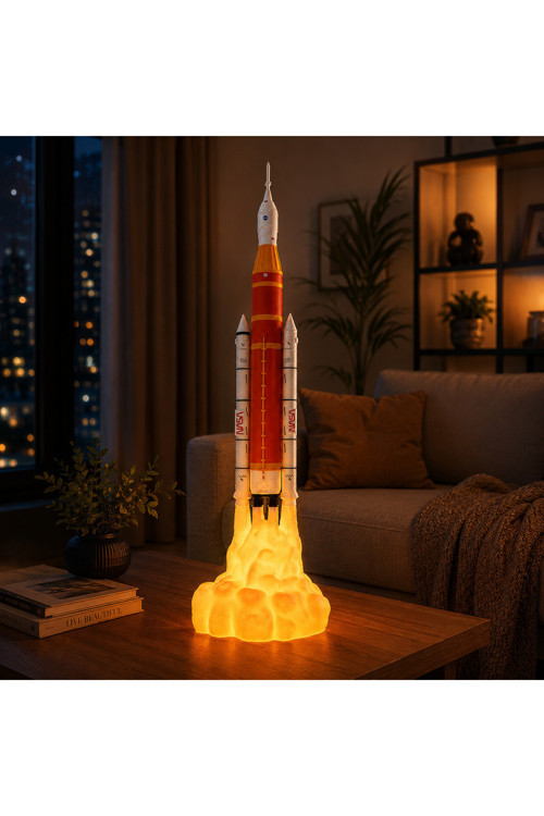 Roket Lamba LED Gece Lambası 85 CM NASA Uzay Temalı Dekoratif Masa Lambası