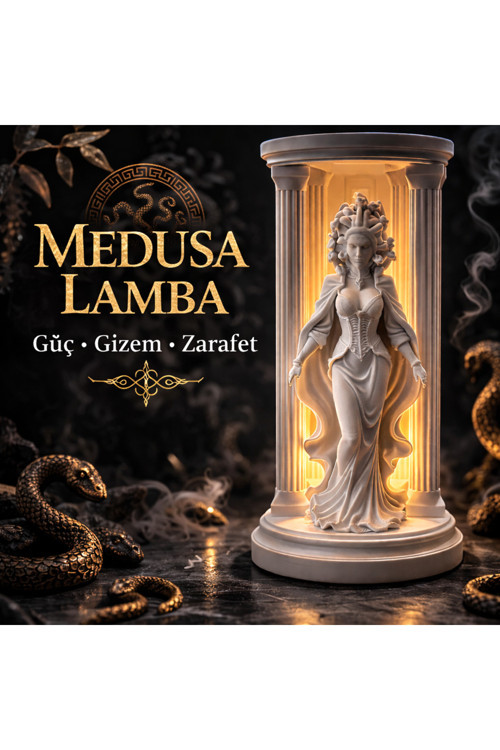 Medusa Heykel Dekoratif LED Gece Lambası – Mitoloji Temalı Masa Lambası