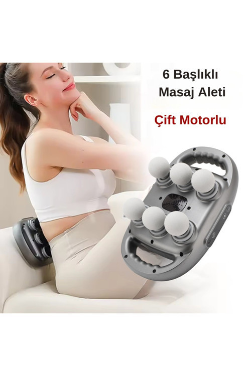 Duhan 6 Başlıklı Şarjlı Pro Masaj Aleti Çift Motorlu Yüksek Titreşim Masaj Cihazı