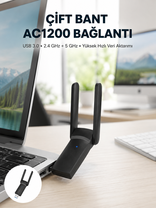 tekno USB WiFi Adaptör – 1200 Mbps Hız 2026