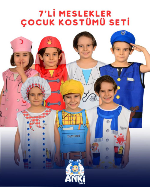 7'li Meslekler Çocuk Kostümü Seti