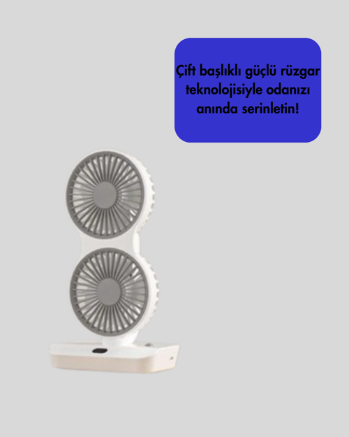 tekno Ayarlanabilir Hızlı Çift Başlıklı Masaüstü Fan – Gece Lambalı Serinletici 2026