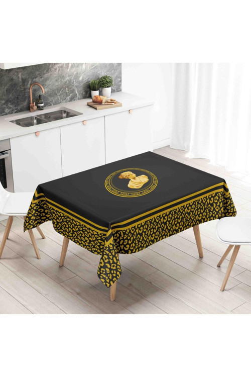 Siyah Büst Detaylı Masa Örtüsü, 160cm x 220cm (Kumaş İnce Ketendir, Uluslararası Yıkama Ve Solmama Sertifikası)